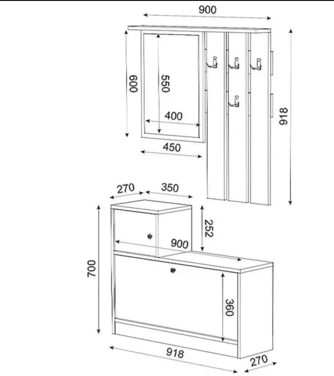 3 en 1 Meuble d’entrée